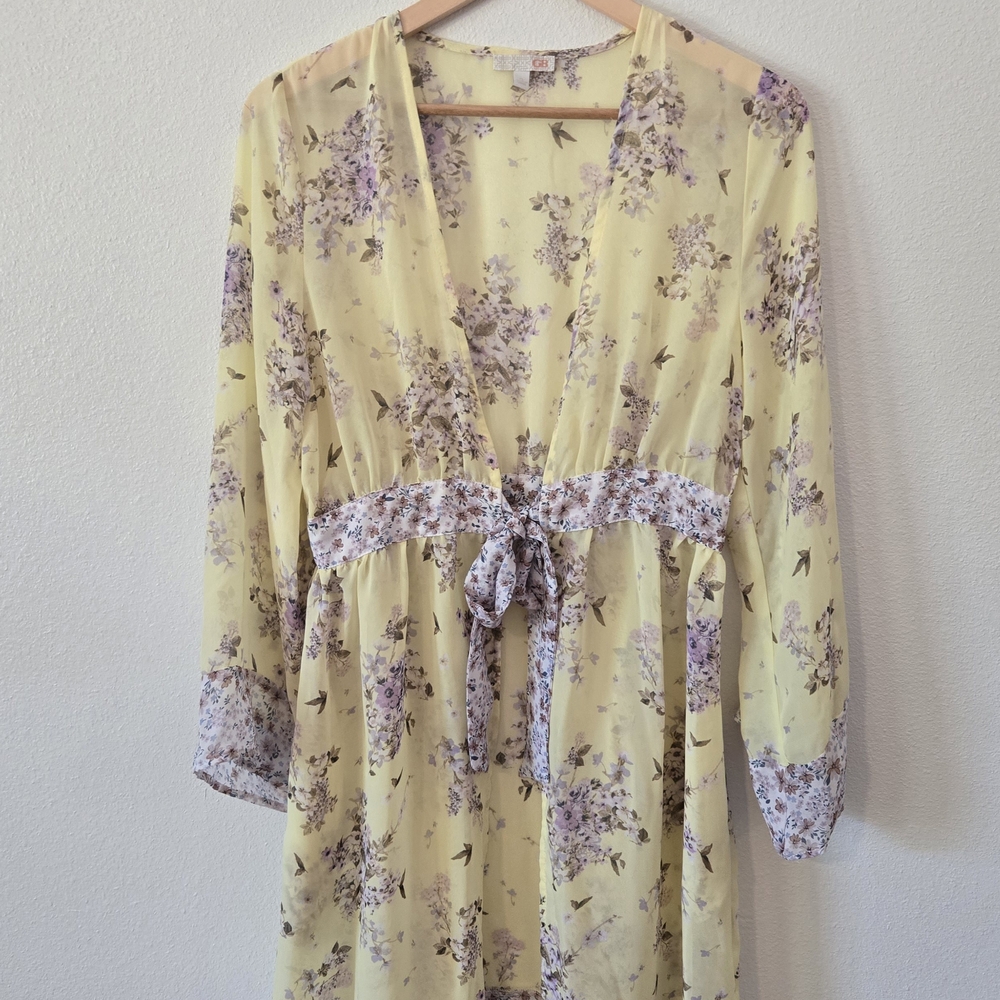 Floral Yellow Kimono Cardigan